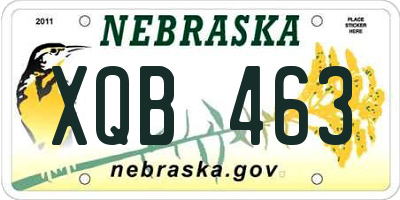 NE license plate XQB463