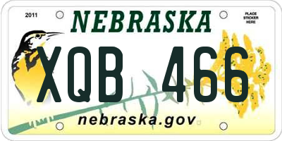 NE license plate XQB466