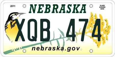 NE license plate XQB474