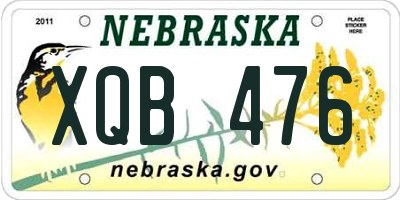 NE license plate XQB476