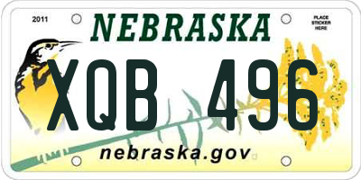 NE license plate XQB496