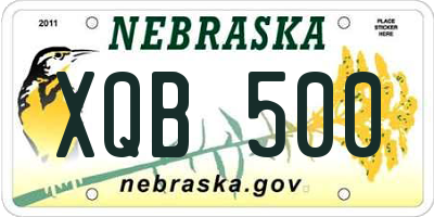 NE license plate XQB500