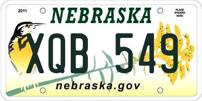 NE license plate XQB549