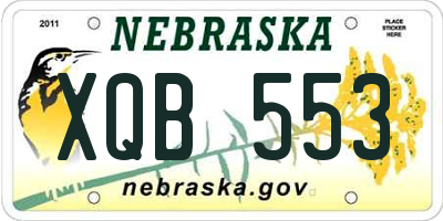 NE license plate XQB553