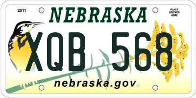 NE license plate XQB568