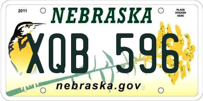 NE license plate XQB596