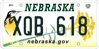 NE license plate XQB618