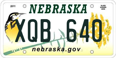 NE license plate XQB640
