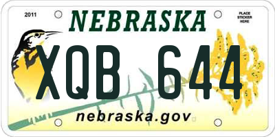 NE license plate XQB644