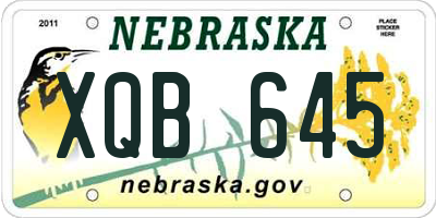 NE license plate XQB645