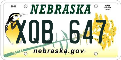 NE license plate XQB647