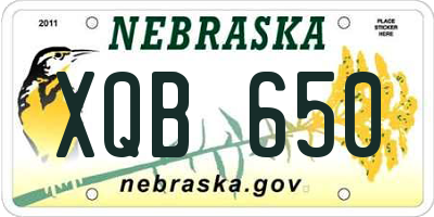 NE license plate XQB650
