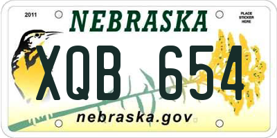 NE license plate XQB654