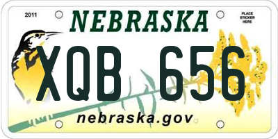 NE license plate XQB656