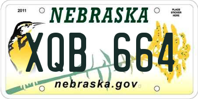 NE license plate XQB664