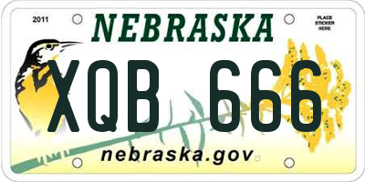 NE license plate XQB666