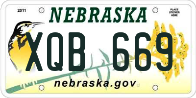 NE license plate XQB669