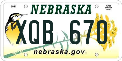 NE license plate XQB670