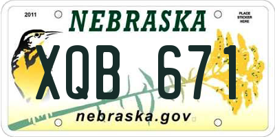 NE license plate XQB671