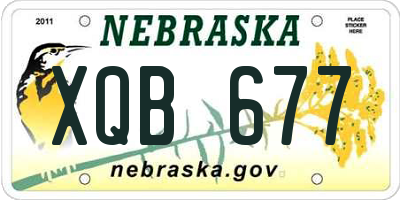 NE license plate XQB677