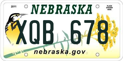 NE license plate XQB678