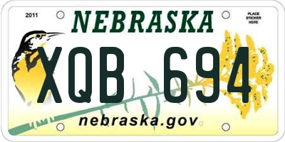 NE license plate XQB694