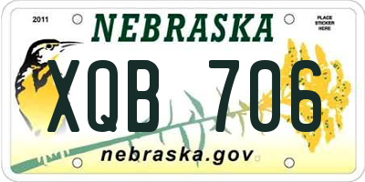 NE license plate XQB706