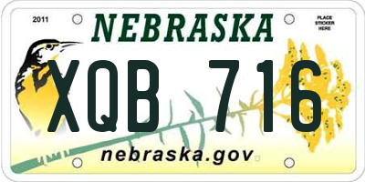 NE license plate XQB716