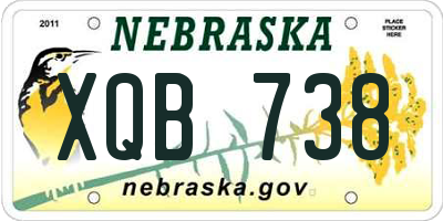 NE license plate XQB738