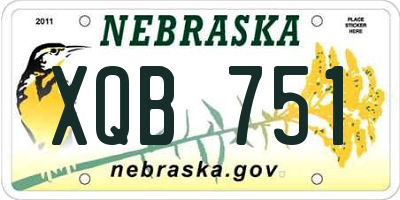 NE license plate XQB751