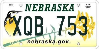 NE license plate XQB753
