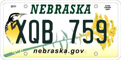 NE license plate XQB759