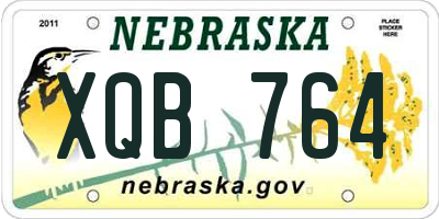 NE license plate XQB764