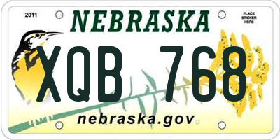 NE license plate XQB768