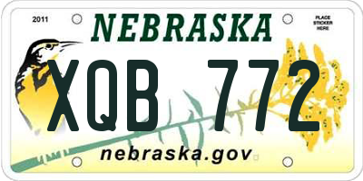 NE license plate XQB772