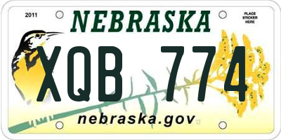 NE license plate XQB774