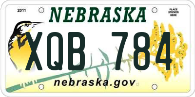 NE license plate XQB784