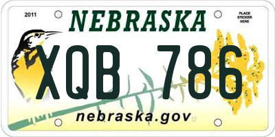 NE license plate XQB786