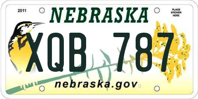 NE license plate XQB787