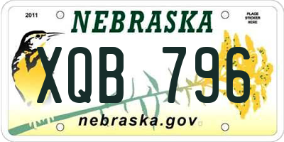 NE license plate XQB796