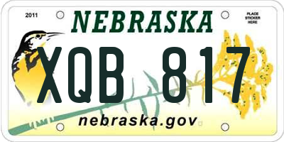 NE license plate XQB817