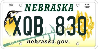 NE license plate XQB830