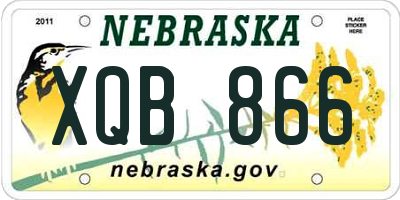 NE license plate XQB866
