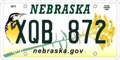 NE license plate XQB872