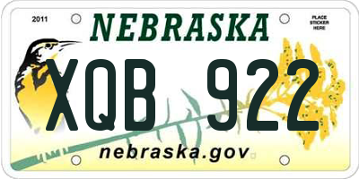NE license plate XQB922