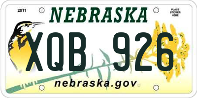 NE license plate XQB926