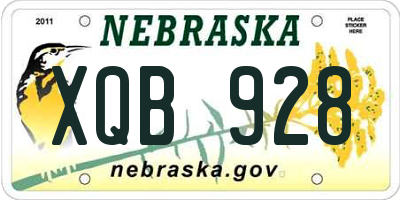 NE license plate XQB928
