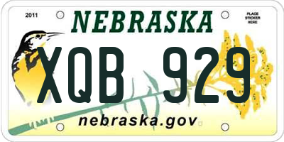 NE license plate XQB929