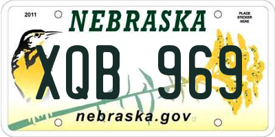 NE license plate XQB969