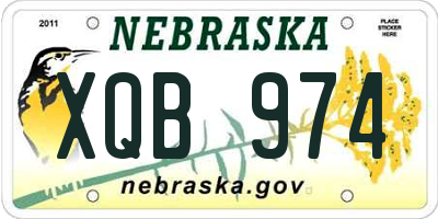 NE license plate XQB974